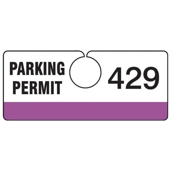 Accuform Parking Permit Tag, Numbered 700-799, Purple, 2in x 4.75in, Laminated PF-Cardstock, 100PK TNT429PRH - main